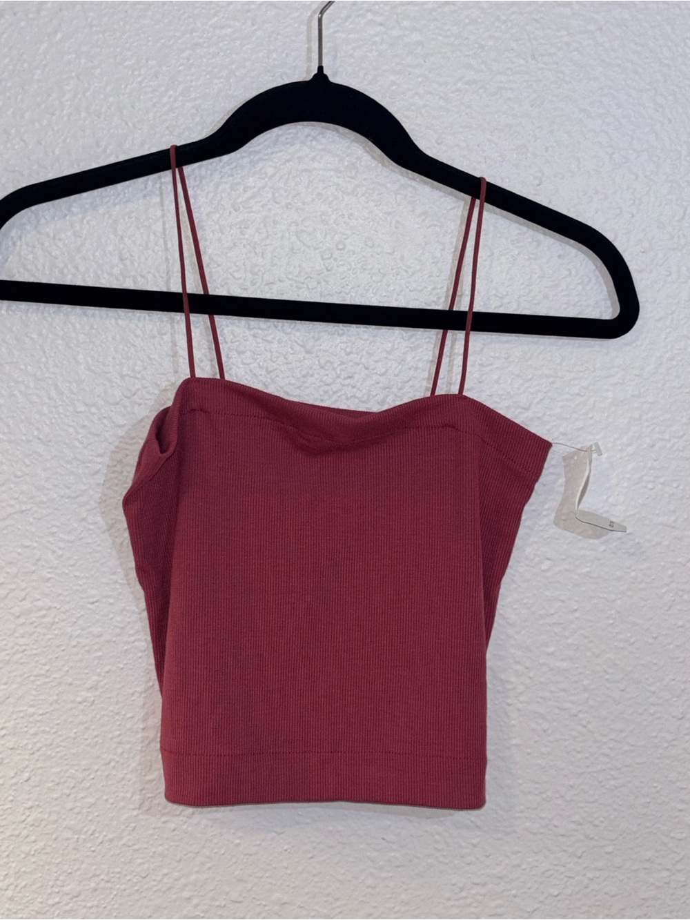 American Eagle Outfitters Double-Strap Ribbed Crop Top - Dusty Rose